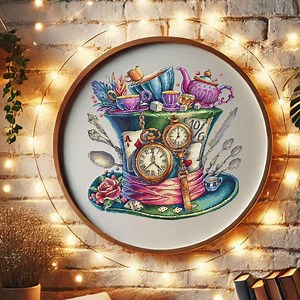 Mad Hatter Hat Cross Stitch Pattern: Alice in Wonderland Embroidery (PDF Pattern - Etsy