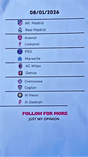 Guessing goals matches of 08/01/2026