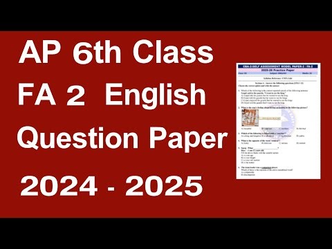 ap 6th class fa2 english question paper||6th class fa2 exam paper english#fa2 #english #exam