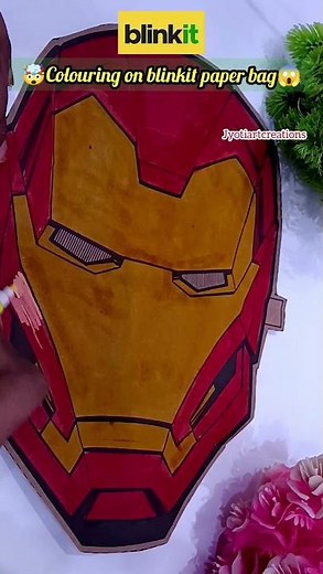 Iron man|superhero|avengers|iron man drawing| Colouring on blinkit paper bag#forkids#shorts#ironman