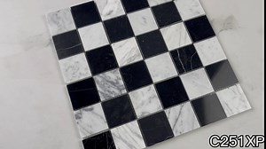 Stone Center Online Carrara White & Nero Marquina Black Marble 2x2 Checkerboard Mosaic Tile Polished Kitchen Bath Wall Floor Backsplash Shower (1 Sheet)