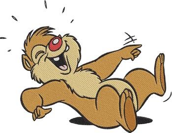 Hilarious cartoon chipmunk laughing joyfully falling backward embroidery designs