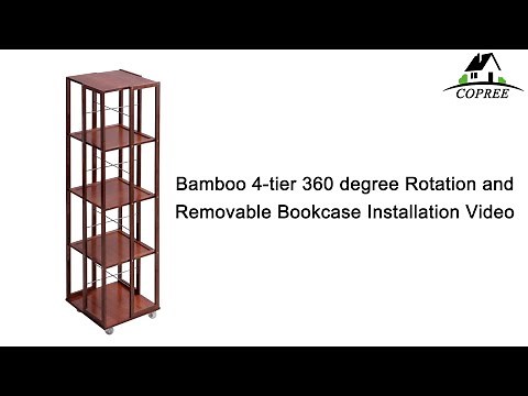 5 Tier Rolling Bookcase, Bamboo 360 Rotating Bookshelf, Freestanding Storage Organizer Holder