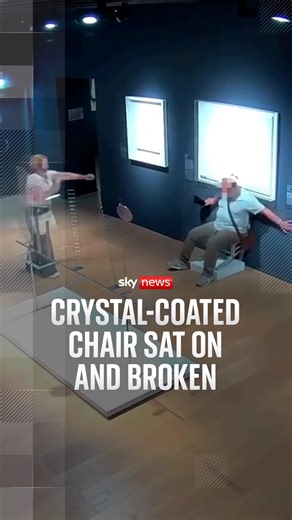 2.5M views · 6.2K reactions | A couple were caught on camera as a piece of art was broken when a man sat on a crystal-coated chair at Palazzo Maffei, a museum in Verona. #museum #art #cctv | Sky News | Facebook
