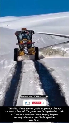Motor Grader Clearing Snow on the Road !! #innovation #tool #tools