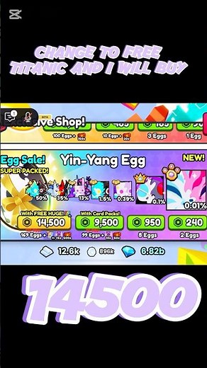 ‪@BuildIntoGames‬ if change to free titanic. I could buy it… #roblox #ps99