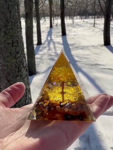 Orgonite Pyramid With Tiger Eye Citrine Tree of Life, Abundance Energy Decor - Etsy
