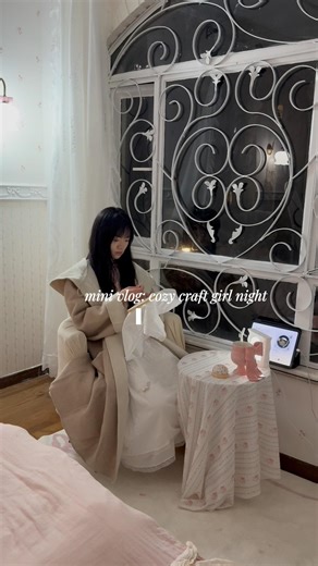 Mini Vlog: Soft Sewing Night #diyprojects #minivlog #sewing #shorts #softgirl #embroidery