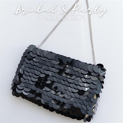 Handmade Black Sequin Clutch – Crochet Party Evening Bag - Etsy