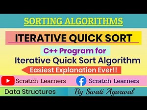 Quick Sort Program using Iteration | Iterative Quick Sort code in C++|Quick Sort | Swati Agarwal