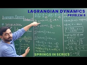 Lagrangian Dynamics - Problem 8 - Mass attached to springs in series, on a horizontal plane
