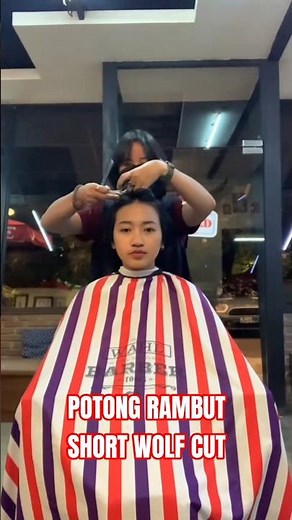 CEWEK CANTIK POTONG RAMBUT SHORT WOLF CUT DI BARBER SHOP #wolfcut #barbershop #potongrambut