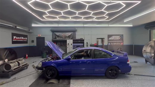 Jason Waters Tuning on Instagram: "Clean K swap turbo EM1 in getting dialed. Stock unopened K24. Borg s257sxe 1000cc/93 pump gas 522whp @ 16-17 psi #JWT #JWTuned #JasonWatersTuning #honda #Kswaptheworld"