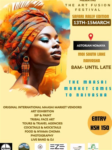 This Safari Rally season, escape to culture. Join us at the Art Fusion Festival – Safari Rally Edition for a curated blend of art, Maasai craftsmanship, live music, fine food, and lakeside vibes. 📍 Astorian Nomaya, Moi South Lake – Naivasha 🗓 13th–15th March 🎟 Entry: KES 150 Discover. Experience. Indulge.#ArtFusionFestival #havenexoticexpeditions #tembeakenya #safarirallykenya @Studio.2.5.4 @Baha tours & safaris