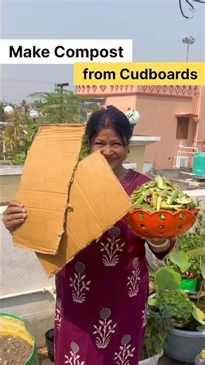 How to make kitchen compost using cud boards from delivery boxes 📦 #sustainability #trendingshorts