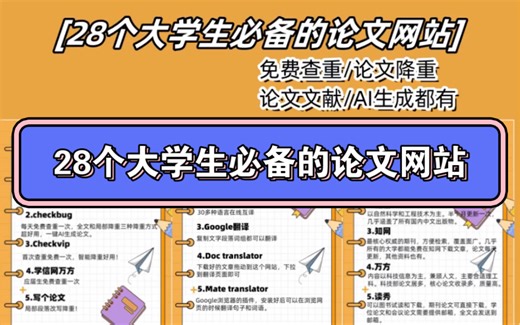 28个大学生必备的免费论文网站！论文查重降重，文献查找翻译，论文写作！
