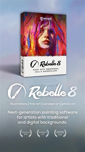 Get realistic painting software Rebelle and unlock your imagination on a digital canvas. New particle brush tech, richer, dynamic strokes for next-level creative expression. | Escape Motions