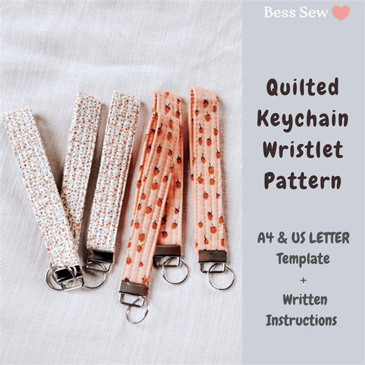 Quilted Keychain Pattern - Keychain Wristlet Sewing Pattern - Quilting Wristlet Sewing Pattern - Easy to Follow Written Instructions - Etsy