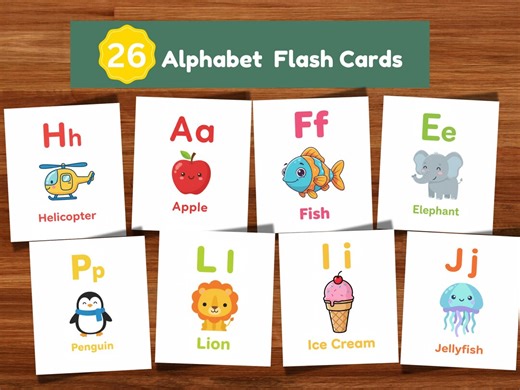 ABC Flash Cards, Educational Cards, A-Z Cards, Learn Abcs, Alphabet Flashcards, Kids Colors Alphabet, Montessori Cards, Digital Download - Etsy Canada