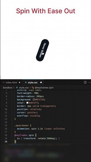 Spin With Ease Out Animation HTML and CSS #shorts