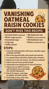 The moment that warm cinnamon-oat smell hits the oven? Instant time travel to grandma’s kitchen. This cozy batch of vanishing oatmeal raisin cookies is soft inside, golden at the edges, and basically irresistible. 1️⃣ Cream your butter and both sugars until fluffy—like frosting you want to sneak a taste of. 2️⃣ Beat in the vanilla and egg, then stir in flour, cinnamon, oats, and those juicy raisins (team raisin or not, trust me). 3️⃣ Chill that dough for 30 mins. It’s the secret to chewy centers