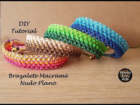 Cómo Hacer Brazalete Macramé Nudo Plano Fácil Paso a Paso/How to make Macrame Cuff Flat Knot Easy