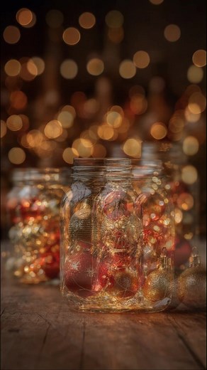 A little sparkle in a jar. ✨ Fill mason jars with ornaments and fairy lights, and suddenly the whole room feels wrapped in Christmas magic. #christmasdecor #holidayglow | Holiday Addiction