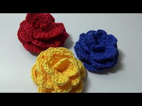 crochet simple 3D flower rose free pattern tutorial by marifu6a