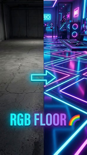Concrete Floor → RGB LED Glow Floor 😱🌈 | Insane Transformation