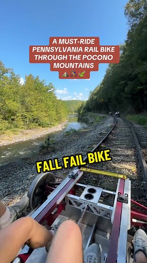 A fall PA rail bike adventure in the heart of the Pocono Mountains! 🚴‍♂️⛰️ 📍 100 Main Ave, Hawley, PA 18428 ⏰ Hours: Open daily, various tour times available (found online) Hop on a rail bike and pedal your way through the scenic Lackawaxen River Valley! The Pennsylvania Rail Bike experience at Hawley Train Station combines history, nature, and outdoor fun, making it the perfect fall activity for families, couples, or groups of friends 🚂 What to bring: * camera/smartphone 📷 * water💧 * sunsc