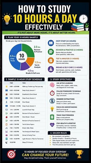 How to Study 10 Hours a Day Effectively | Best Study Routine for Students