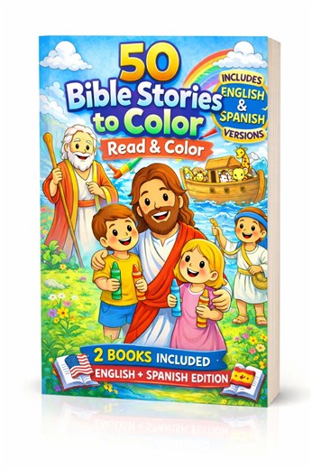 50 Bible Stories to Color | Bible Coloring Book for Kids | Christian Printable | Sunday School Activity