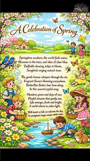 A Celebration Of Spring | English poems for kids | poems in English | #writtentreasures #shorts