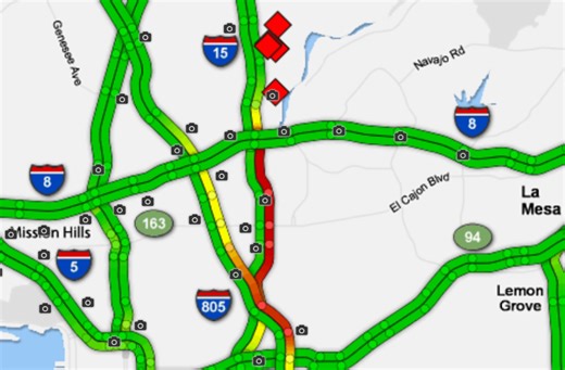 Northbound I-15 reopens after spill causes slowdown near Friars Road