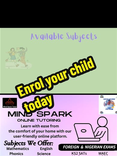 Welcome to Mind Spark Online Tutoring Workspace! Here’s where the magic happens! Every session is filled with learning, fun, and progress as we help pupils/students achieve their academic goals from the comfort of their own homes. Whether it's English reading, phonics Numeracy, Biology , Basic Science Yoruba Language, Handwriting training or personalized support in Nigerian or foreign exam prepping, we are dedicated to creating a positive and engaging environment for each child. #virtualclass #v