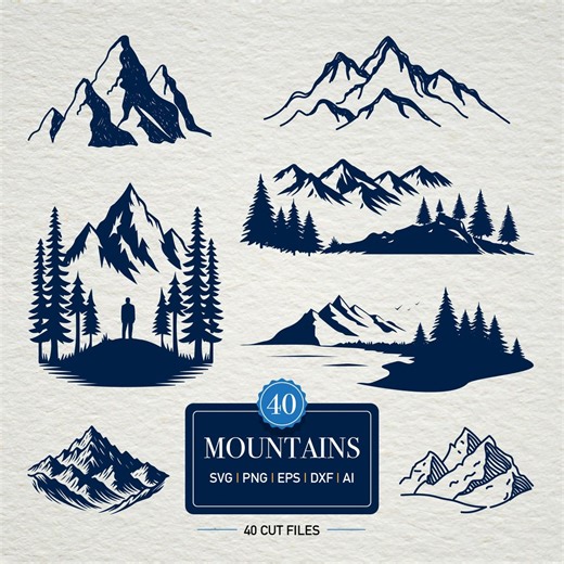 Mountain SVG Bundle | Wilderness Mountain Clipart | Adventure Landscape Vectors | Png EPS DXF - Etsy