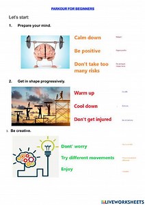Parkour for beginners worksheet