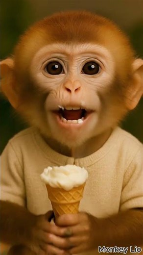 Cute Monkey Eating Ice Cream and Smiling 😄🍦 So Adorable! #monkey #monkeylio #funny #3danimation