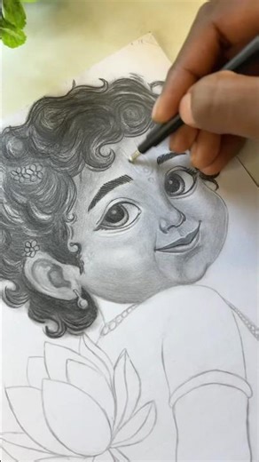 How to draw lord little Krishna transition tutorial ✨🔥😍#shorts #art #drawing #krishna #sketch