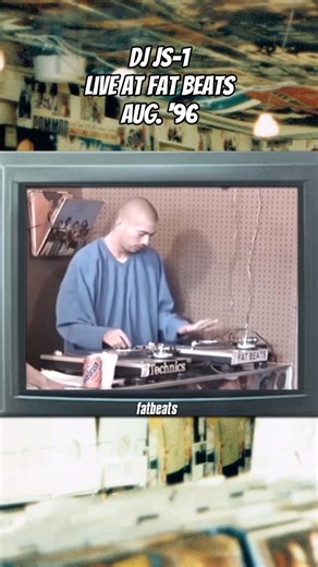 Fat Beats on Instagram: "DJ JS-1 scratch session at the Fat Beats 6th Avenue grand opening with Q-Unique (Arsonists) by the side of the table handling hosting duties. Aug, ‘96."