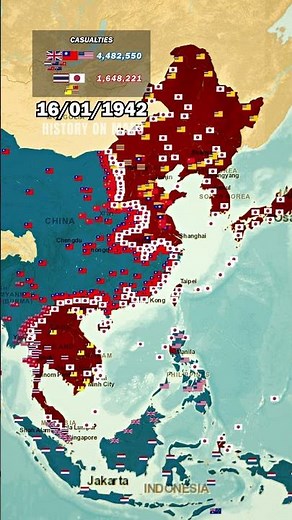 World War II Asia (1937-1945) in 1 minute using Map #history #mapping