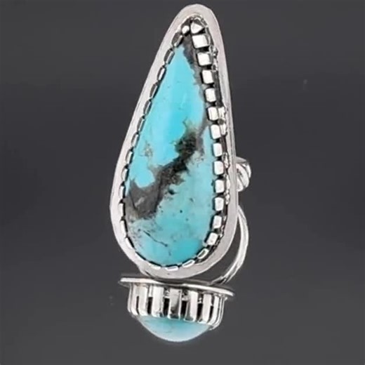 Kingman Turquoise Ring – Handcrafted Sterling Silver | Rope Band | Native-Inspired Southwestern Statement Ring | Size 9