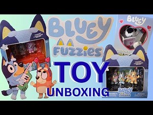 Unboxing New Bluey Toys Fuzzies Flocked Figures and Opening Valentine's Bluey Gifts