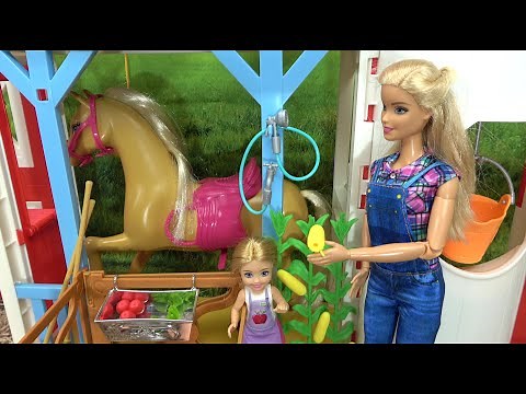 BARBIE FARM with Ken and Sister Chelsea Camping and Farmers Market 😍