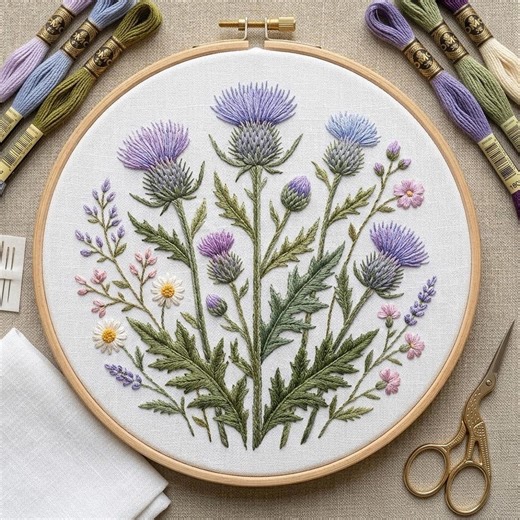 Wildflower Thistle Embroidery Pattern, Botanical Meadow Floral Hoop Art (PDF Download) - Etsy UK