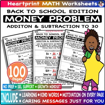 Addition and Subtraction Within 30 – Money Word Problems  Practice - BTS Edition