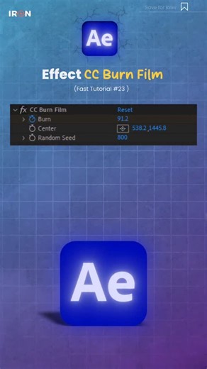 Harsh Bairagi 🖤 on Instagram: "After effects quick tutorial part 23 ___ CC Burn film . . . . . . .#motiongraphics #aetutorial #aftereffects #reelstutorial #aemotiondesign"