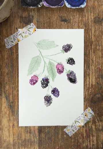 Easy Watercolor Blackberries Tutorial