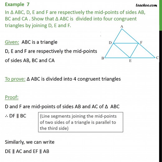 Example 6 - In ABC, D, E and F are mid-points of sides - Examples