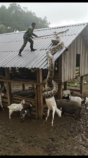 GIANT PYTHON ATTACK Man Saves Goat from Monster S